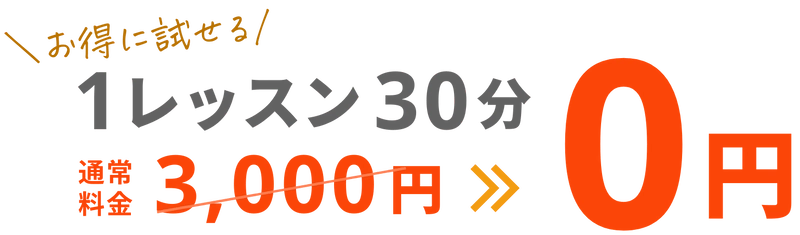 お得に試せる！1レッスン30分0円！