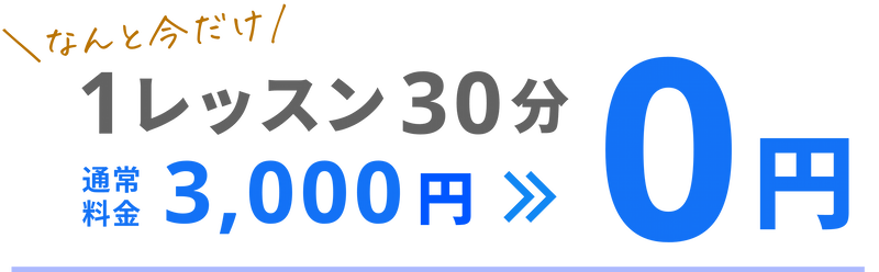 お得に試せる！1レッスン30分0円！