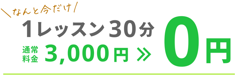 お得に試せる！1レッスン30分0円！