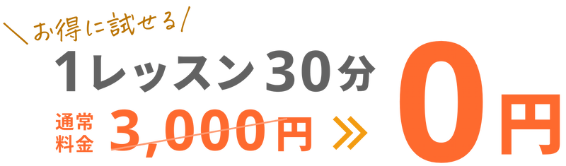 お得に試せる！1レッスン30分0円！